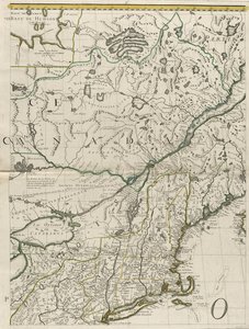 Et kort over de britiske og franske dominioner i Amerika, 1756 (stik med omrids i farver på papir)